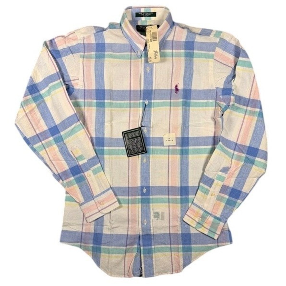 Polo Ralph Lauren Pastel Plaid Cotton Button Down Shirt Vintage‎ NWT Size 16